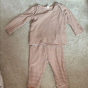 Quincy Mae Brown and White Striped Kids Matching Set